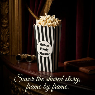 Personalised family theatre popcorn favour box