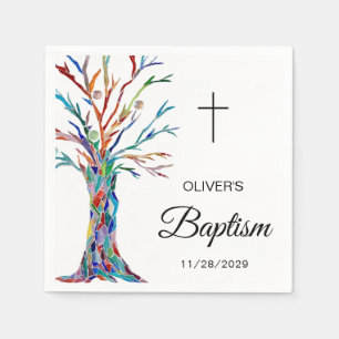 Personalised Family Tree Baptism Christening Napkin