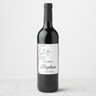Personalised Family Tree Baptism Christening Wine Label