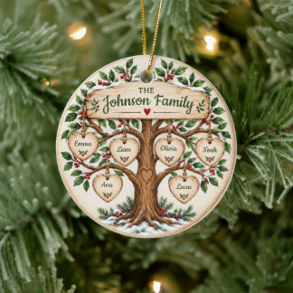 Personalised Family Tree Christmas Ceramic Ornament