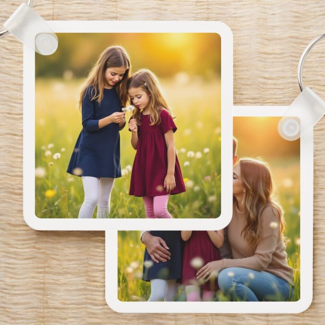 Personalised Family Two Photo Double Sided  Key Ring (Creator Uploaded)