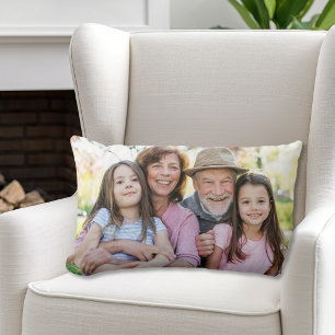 Personalised Family Two Photo Lumbar Cushion