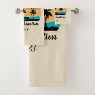 Personalised family vacation bath towel set