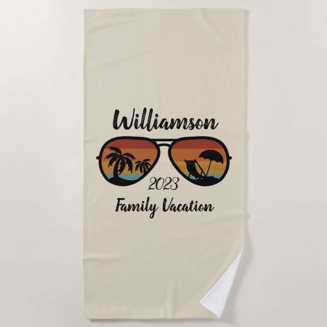 Personalised family vacation beach towel (Front)
