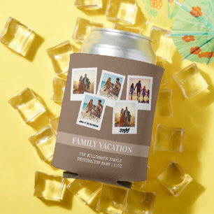 Personalised Family Vacation Modern Snapshot Style Can Cooler