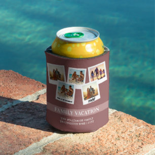Personalised Family Vacation Modern Snapshot Style Can Cooler