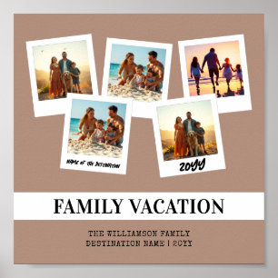 Personalised Family Vacation Modern Snapshot Style Poster
