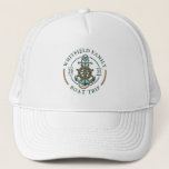 Personalised Family Vacation Nautical Boat Trip Trucker Hat<br><div class="desc">Cute,  modern and personalised nautical theme featuring an anchor,  a boat wheel,  and a rope with modern typography

Add your family name and the year of your voyage or team name to make this a family or team outfit by clicking the "Personalise" button above</div>