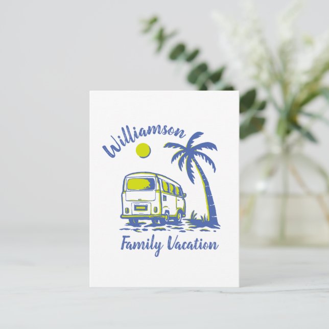 Personalised family vacation postcard (Standing Front)