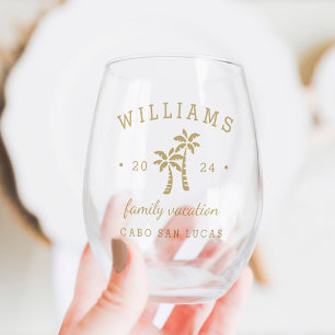 Personalised Family Vacation Stemless Wine Glass