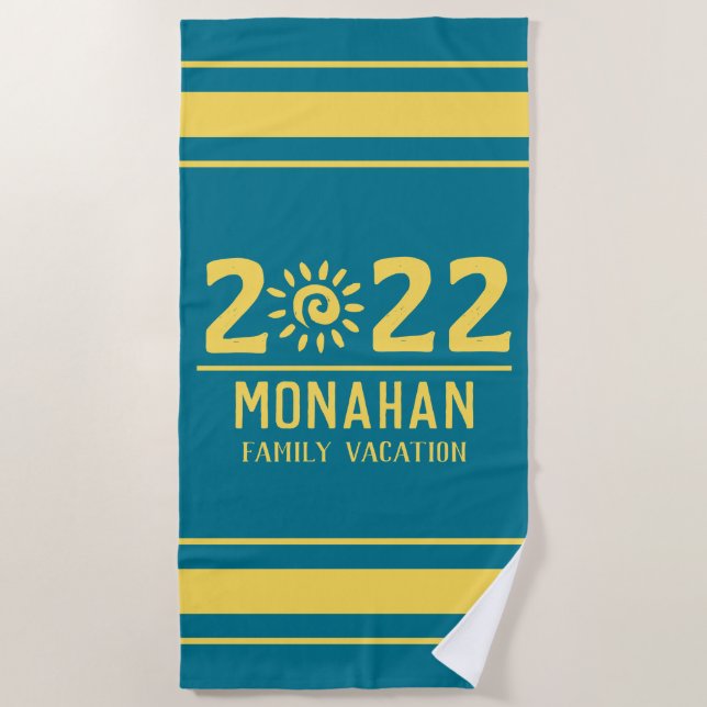 Personalised Family Vacation Sunshine Beach Towel (Front)