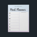 Personalised Family Weekly Meal Planner Notepad<br><div class="desc">Personalised Family Weekly Meal Planner Notepad. Create a custom notepad meal planner for your family kitchen. Space to write meal plans for each day of the week. Also add groceries and more to the shopping list organiser. Features modern minimalist font and pretty calligraphy script design.</div>