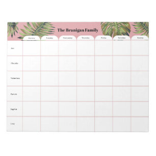 Personalised Family Weekly Planner Notepad