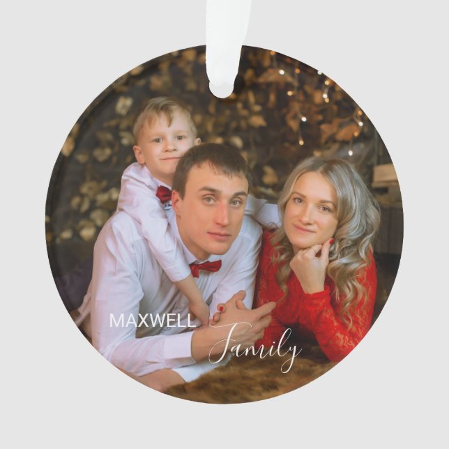 Personalised FamilyPhoto ChristmasAcrylic Ornament (Front)