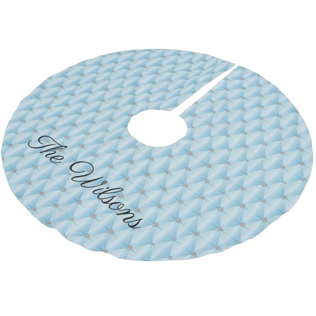 Personalised Fancy Blue Tufted Brushed Polyester Tree Skirt (Angled)