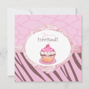 Personalised Fancy Cupcake Safari Invitations