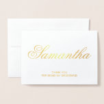 Personalised Fancy Script Bridesmaid Thank You Foil Card<br><div class="desc">A lovely gold personalised thank you for being my bridesmaid greeting card with a blank interior. You can add text now inside if you'd prefer,  or leave it blank. You could also ad a wedding photo to the interior.</div>