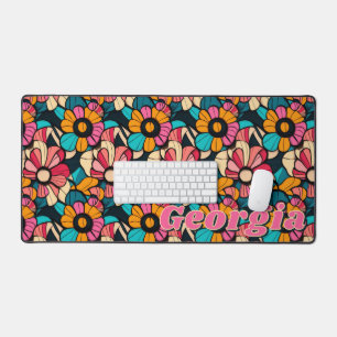 Personalised Fantastic Retro Floral Pattern Desk Mat
