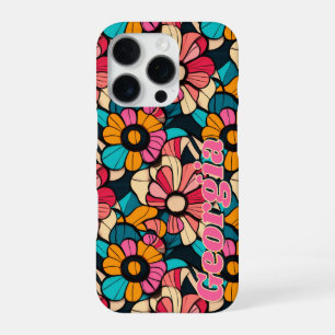 Personalised Fantastic Retro Floral Pattern iPhone 16 Pro Case