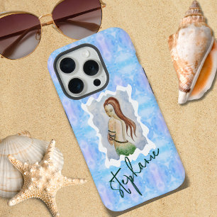 Personalised Fantasy Boho Mermaid Blue Teal iPhone 15 Pro Case