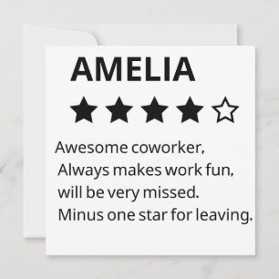 Personalised Farewell Gift – Funny 4-Star Coworker Invitation