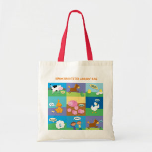 Personalised farm animals library tote bag