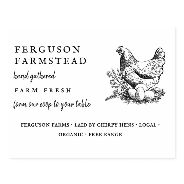 Personalised Farm Fresh Egg Rustic Custom Chicken Rubber Stamp (Imprint)