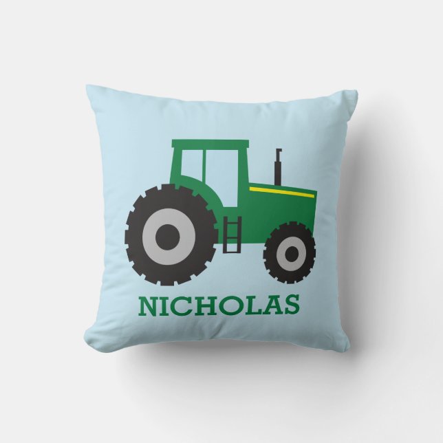 Personalised Farm Tractor Kids Throw Pillow (Front)