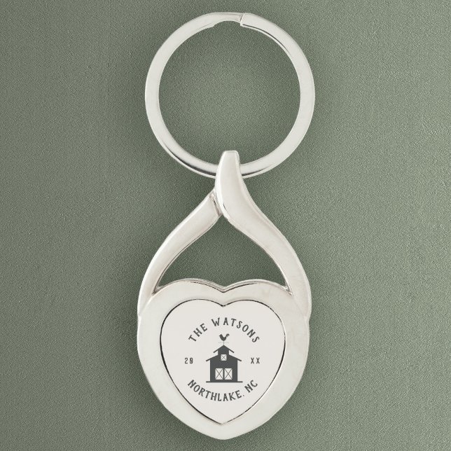 Personalised Farmhouse Barn Family Name Key Ring (Creator Uploaded)