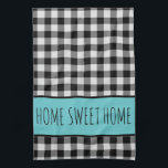 Personalised Farmhouse Black Buffalo Plaid Tea Towel<br><div class="desc">Personalised Farmhouse Black Buffalo Plaid kitchen towel
With a touch of teal,  
Change the wording to your choice, </div>