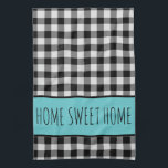Personalised Farmhouse Black Buffalo Plaid Tea Towel<br><div class="desc">Personalised Farmhouse Black Buffalo Plaid kitchen towel
With a touch of teal,  
Change the wording to your choice, </div>