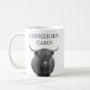 Personalised Farmhouse Cabin Lodge Highland Cow  Coffee Mug
