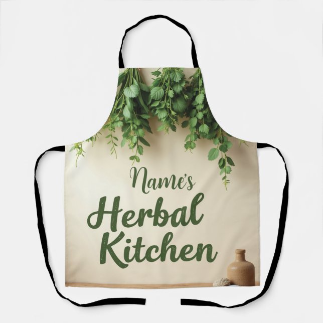 Personalised Farmhouse Herbal Kitchen Apron (Front)