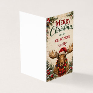 Personalised Farmhouse Moose Christmas Card
