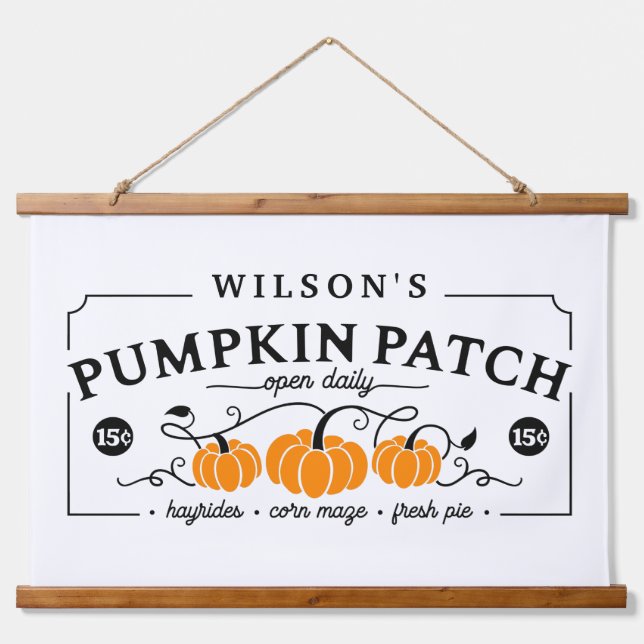 Personalised Farmhouse Pumpkin Patch Hanging Tapestry (Front)