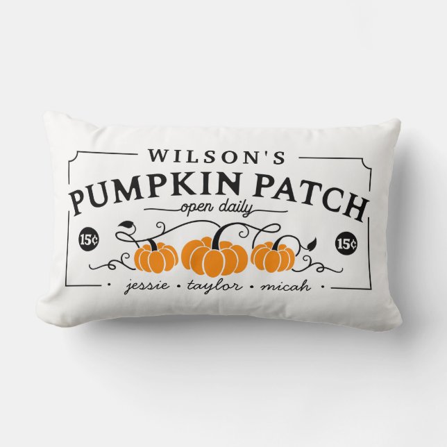 Personalised Farmhouse Pumpkin Patch  Lumbar Cushion (Front)