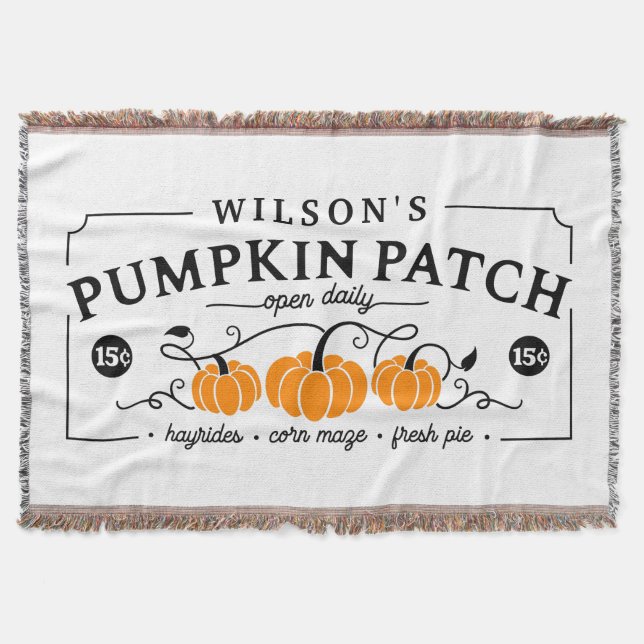 Personalised Farmhouse Pumpkin Patch  Throw Blanket (Front)