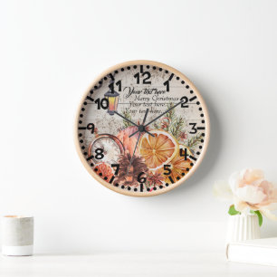 Personalised farmhouse Rustic wood Christmas Clock