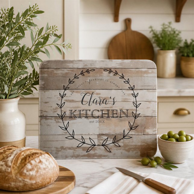 Personalised Farmhouse Rustic Worn Wood Cutting Board (Creator Uploaded)
