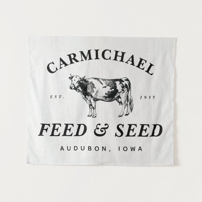 Personalised Farmhouse Style Feed & Seed Banner Tapestry (Front (Horizontal))