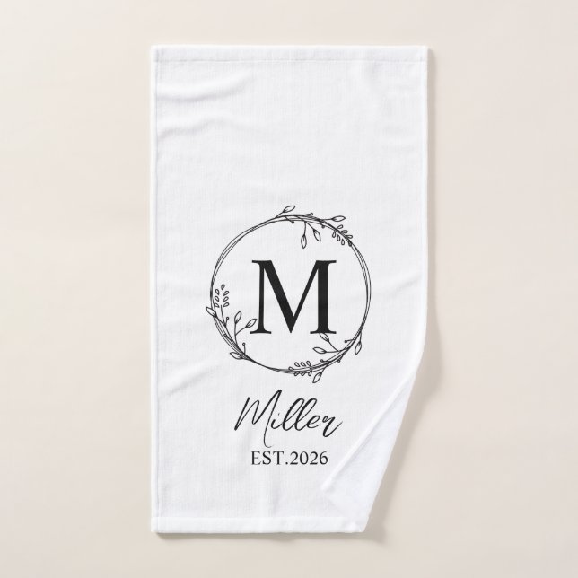 Personalised Farmhouse Tea Towel, Monogram Initial Hand Towel (Hand Towel)