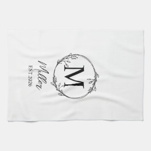 Personalised Farmhouse Tea Towel, Monogram Initial Towel