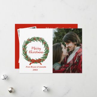 Personalised Farmhouse Wreath Holiday Card