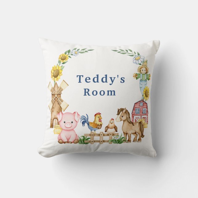 Personalised farmyard animals nursery  cushion (Front)
