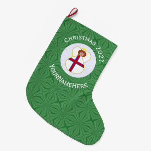 Personalised Faroese Angel Christmas Flag Large Christmas Stocking