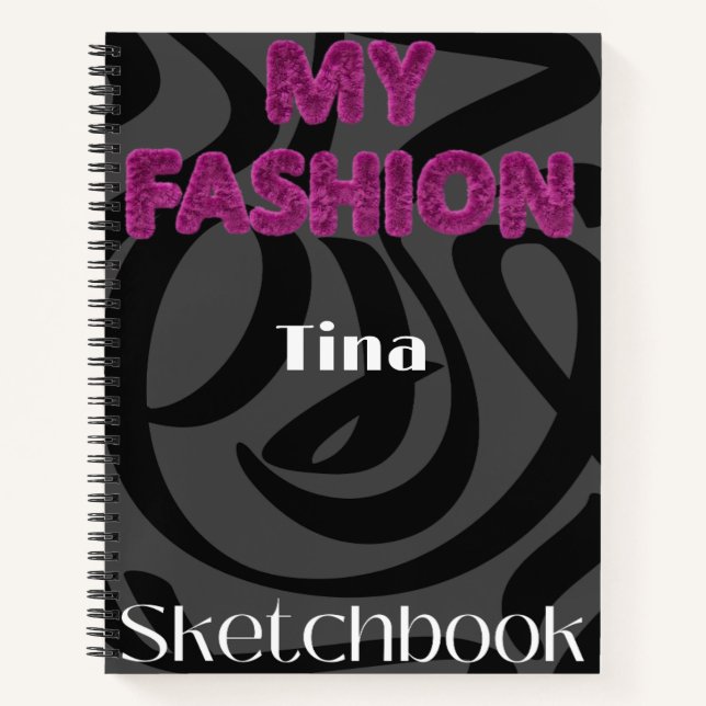 Personalised  Fashion Design Sketchbook Notebook (Front)