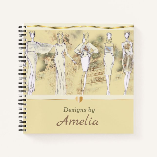Personalised Fashion Sketchbook Notebook (Front)