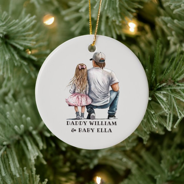 Personalised Father and Daughter (4) Ceramic Ornament (Tree)