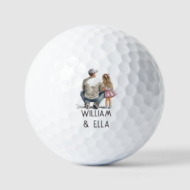 Personalised Father and Daughter (5) Golf Balls (Front)