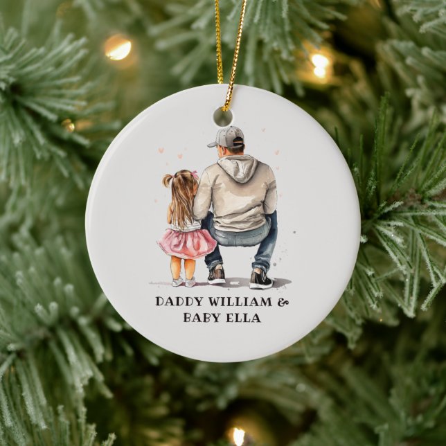 Personalised Father and Daughter (6) Ceramic Ornament (Tree)